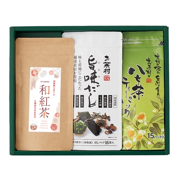 [ｷﾞﾌﾄ]和紅茶・八女茶TP・旨味だし詰合3本入