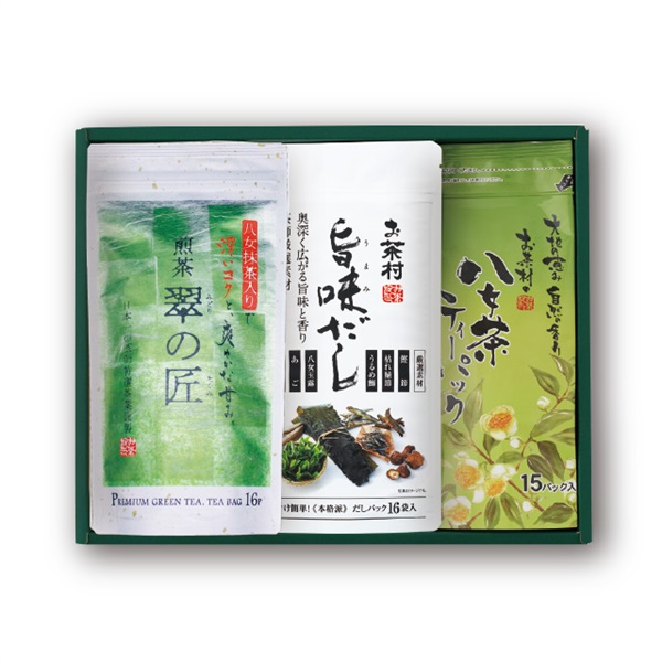 [ｷﾞﾌﾄ]翠の匠・旨味だし・八女茶ティーパック　詰合せ３本入