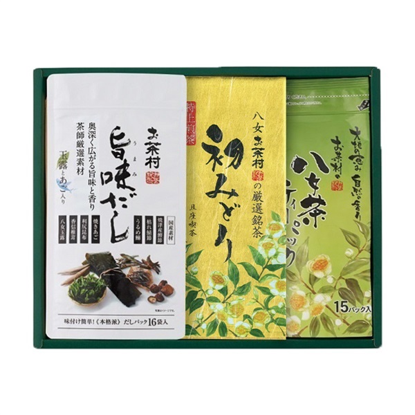 [ｷﾞﾌﾄ]旨味だし･初みどり･八女茶ティーパック詰合せ3本入